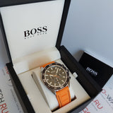 Hugo Boss Energy Chronograph Black Dial Orange Rubber Strap Watch For Men - 1513970