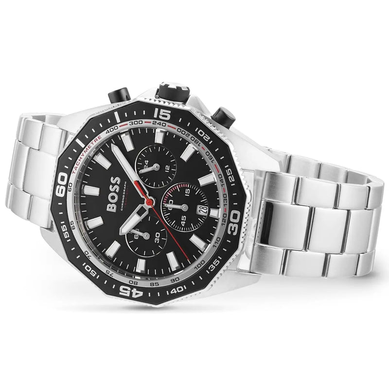 Hugo Boss Energy Chronograph Black Dial Silver Steel Strap Watch For Men - 1513971 Buy Now By Hugo Boss