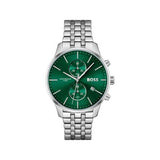 Hugo Boss Associate Chronograph Green Dial Silver Steel Strap Watch for Men - 1513975