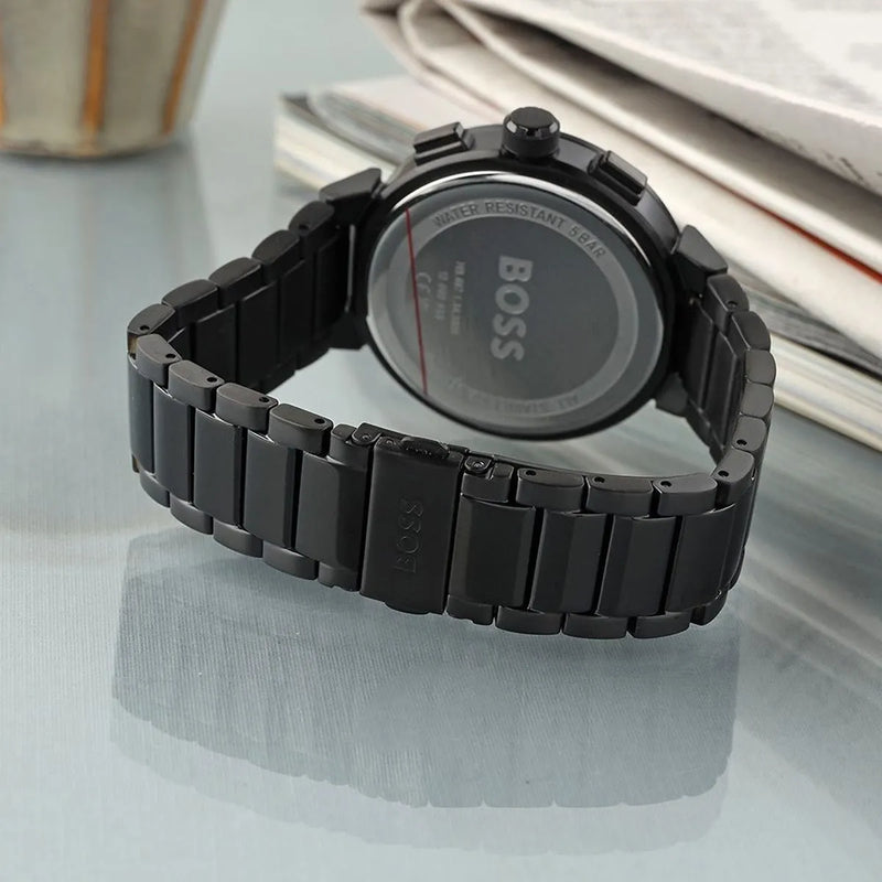 Hugo Boss One Chronograph Black Dial Black Steel Strap Watch For Men - 1514001 Buy Now By Hugo Boss