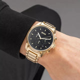 Hugo Boss Trace Chronograph Black Dial Gold Steel Strap Watch For Men - 1514006 Buy Now By Hugo Boss
