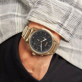 Hugo Boss Trace Chronograph Black Dial Gold Steel Strap Watch For Men - 1514006 Buy Now By Hugo Boss