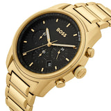 Hugo Boss Trace Chronograph Black Dial Gold Steel Strap Watch For Men - 1514006 Buy Now By Hugo Boss