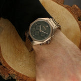 Hugo Boss Classic Chronograph Olive Green Dial Beige Gold Steel Strap Watch For Men - 1514019