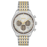Shop Hugo Boss Gregor Chronograph Silver Dial Two Tone Steel Strap Watch For Men - 1514053 in USA