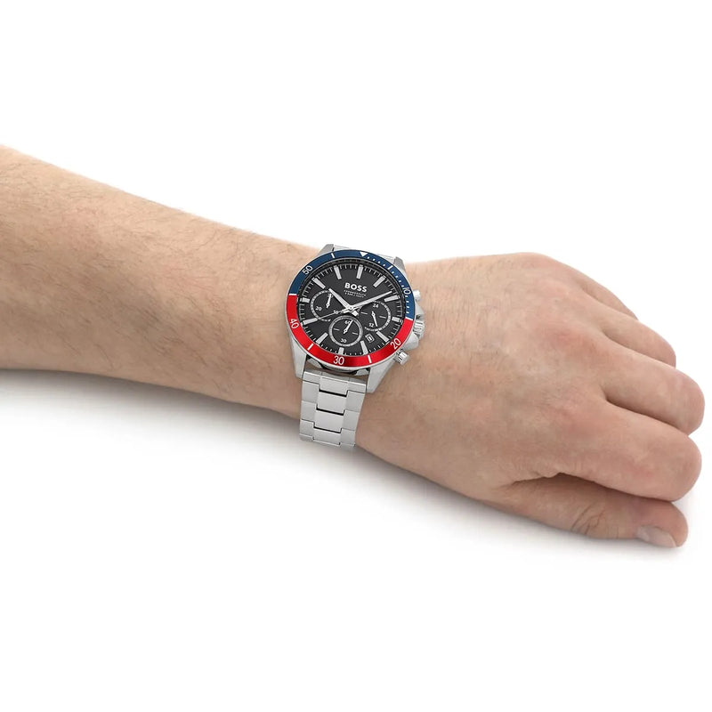 Hugo Boss Troper Chronograph Black Dial Silver Steel Strap Watch For Men - 1514108 Buy Now By Hugo Boss