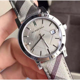 Burberry The City Grey Dial Checked Grey Leather Strap Watch for Women - BU9118 Buy Now By Burberry