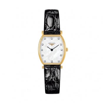 Longines La Grande Classique de Longines Tonneau White Dial Black Leather Strap Watch for Women - L4.205.2.87.2 Buy Now By Longines