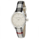 Shop Burberry Classic Stone Silver Dial Horseberry Black Leather Strap Watch for Women - BU10103 in USA