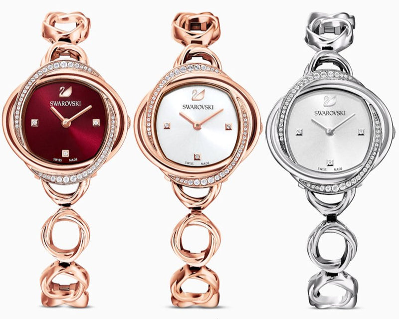 Shop Swarovski Crystal Flower Silver Dial Silver Steel Strap Watch for Women - 5547622 in USA