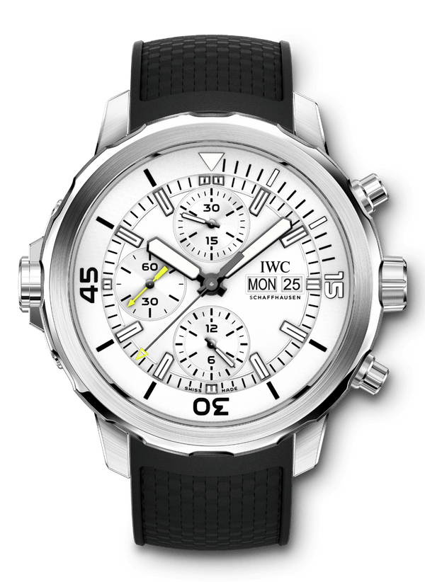 Shop IWC Aquatimer Chronograph White Dial Black Rubber Strap Watch for Men - IW376801 in USA