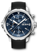 Shop IWC Aquatimer Automatic Chronograph 44mm Blue Dial Black Rubber Strap Watch for Men - IW376805 in USA