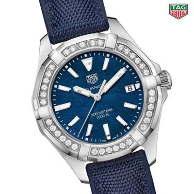 Tag Heuer Aquaracer Quartz Diamonds Blue Dial Blue Nylon Strap Watch for Women - WAY131N.FT6091 Buy Now By Tag Heuer