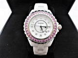 Shop Chanel J12 Sapphire Bezel Ceramic White Dial White Steel Strap Watch for Women - J12 H2010 in USA