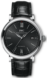 IWC Portofino Automatic Black Dial Black Leather Strap Watch for Men - IW356502 Buy Now By IWC