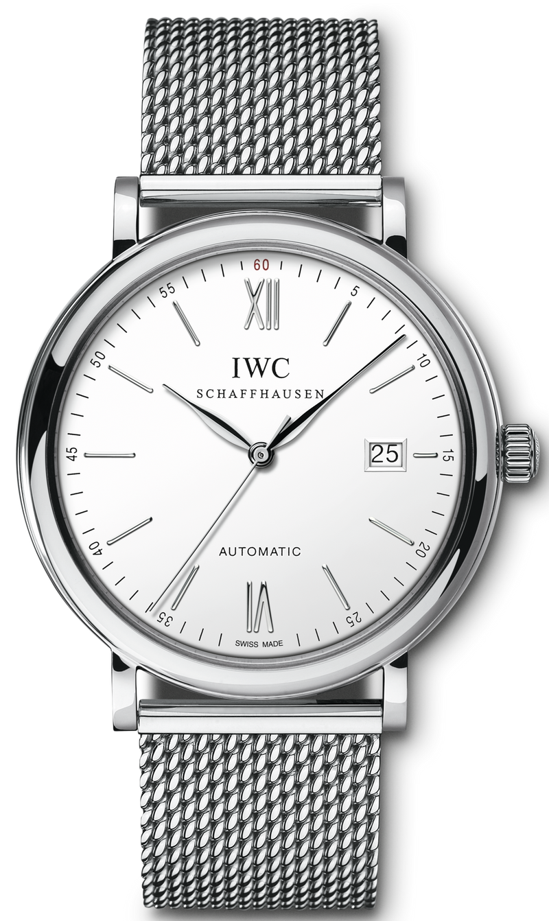 IWC Portofino Automatic White Dial Silver Mesh Bracelet Watch for Men - IW356505 Buy Now By IWC