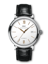 Shop IWC Portofino Automatic White Dial Black Leather Strap Watch for Men - IW356517 in USA