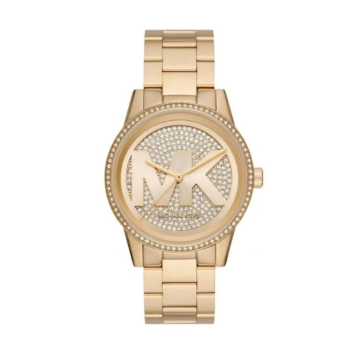 Michael Kors Ritz Pave Crystals Gold Dial Gold Steel Strap Watch for Women - MK6862