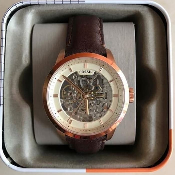 Fossil Townsman Automatic Skeleton White Dial Brown Leather Strap Watch for Men - ME3078 Buy Now By Fossil