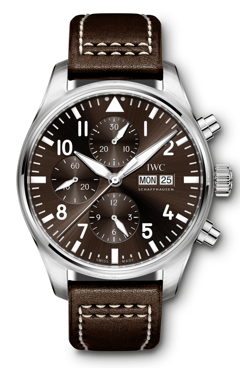 Shop IWC Pilot's Watch Chronograph Edition Brown Dial Brown Leather Strap Watch for Men - IW377713 in USA