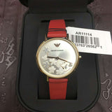 Emporio Armani Kappa Classic Quartz Silver Dial Red Leather Strap Watch For Women - AR11114 Buy Now By Emporio Armani