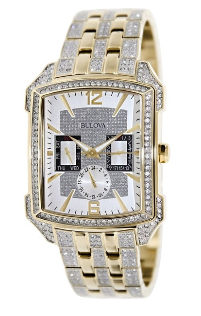 Bulova Crystal Chronograph White Dial Two Tone Steel Strap Watch for Men - 98C109 Buy Now By Bulova