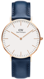 Daniel Wellington Classic Somerset White Dial Blue Leather Strap Watch For Men - DW00100121