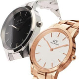 Daniel Wellington Iconic Link White Dial Rose Gold Steel Strap Watch For Women - DW00100209