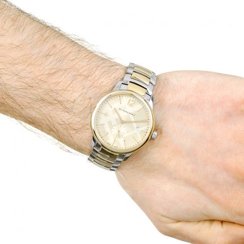 Shop Burberry The Classic Gold Dial Two Tone Steel Strap Watch for Men - BU10011 in USA