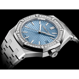 Audemars Piguet Royal Oak Diamonds Light Blue Dial Silver Steel Strap Watch for Women - 15551ST.ZZ.1356ST.04