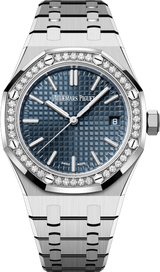 Audemars Piguet Royal Oak 50th Anniversary Diamond Ice Blue Dial Silver Steel Strap Watch for Men - 15551ST.ZZ.1356ST.01