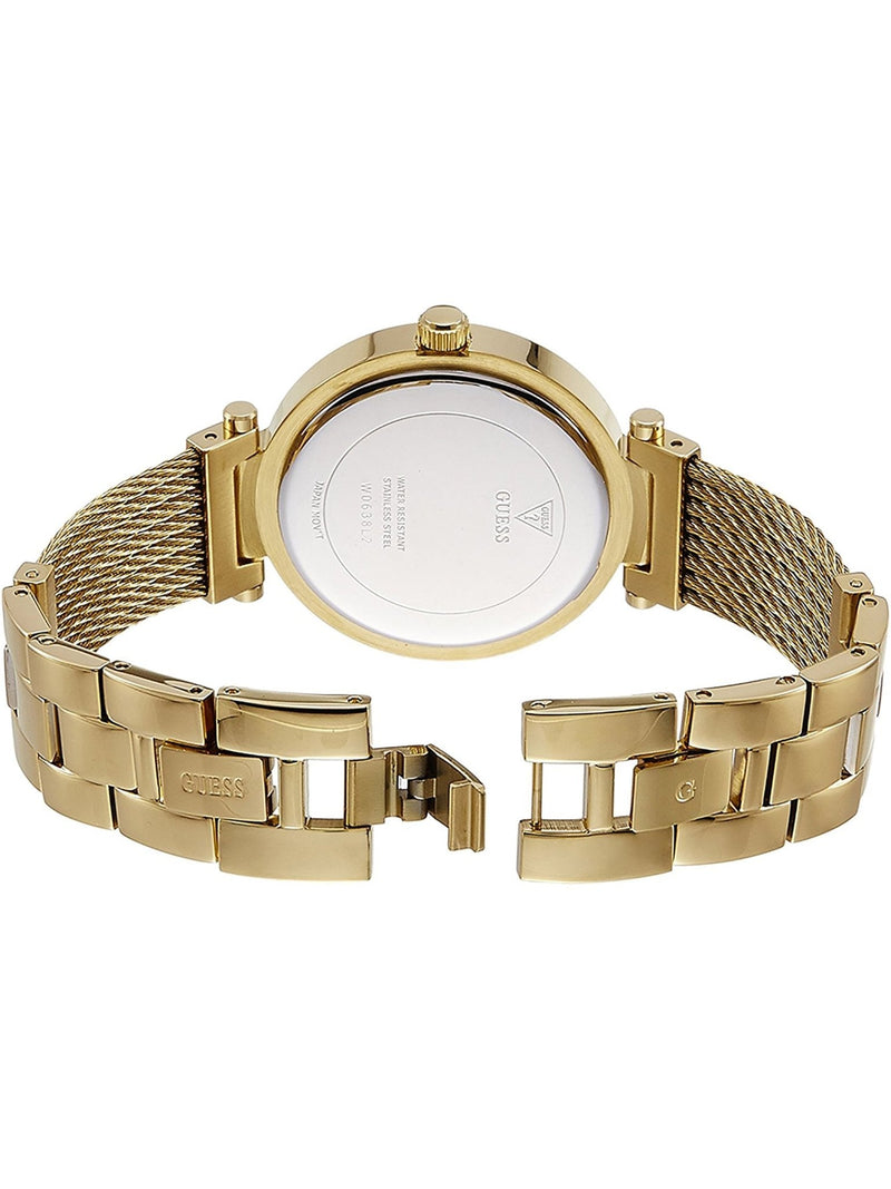 Shop Guess Soho Champagne Dial Stainless Steel Mesh Bracelet Watch For Women - W0638L2 in USA
