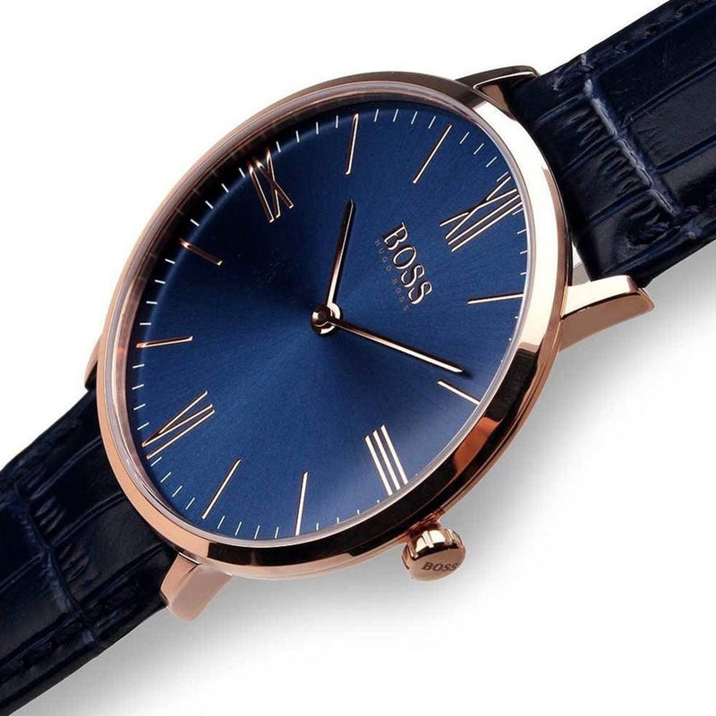 Hugo Boss Jackson Blue Dial Black Leather Strap Watch for Men - 1513371 Buy Now By Hugo Boss