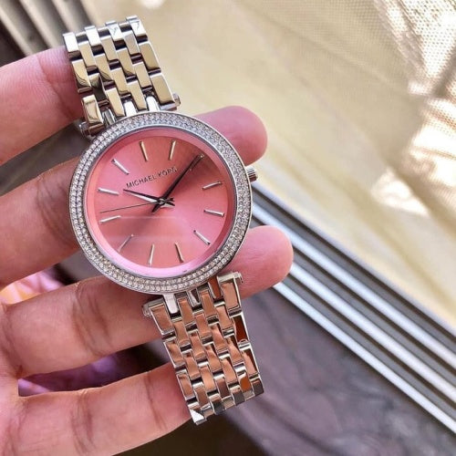Michael Kors Darci Crystal Pink Dial Silver Stainless Steel Strap Watch for Women - MK3352 Buy Now By Michael Kors