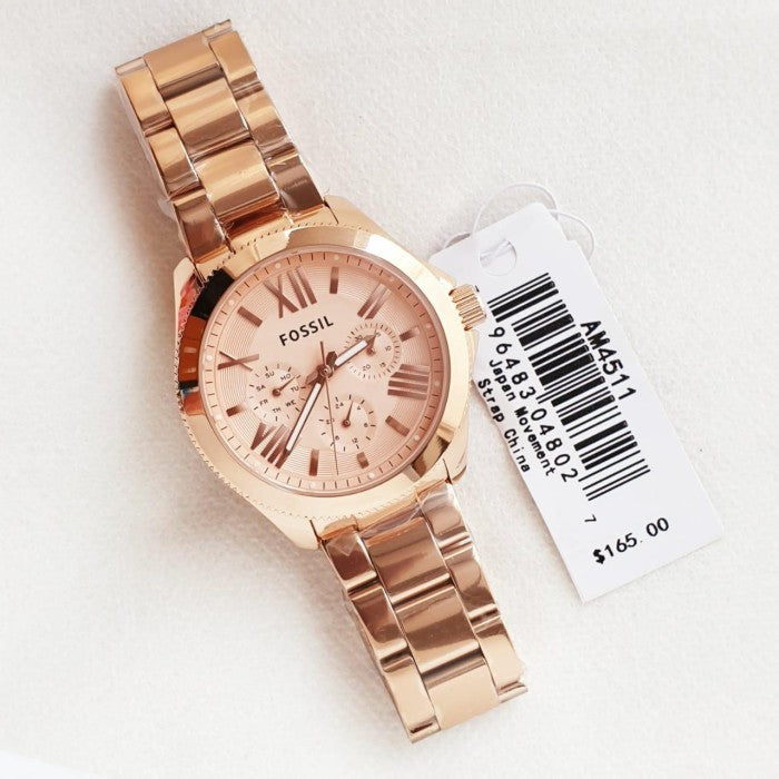 Fossil Cecile Rose Gold Dial Rose Gold Steel Strap Watch for Women - AM4511 Buy Now By Fossil