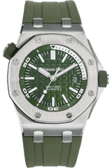 Audemars Piguet Royal Oak Offshore Diver Green Dial Green Rubber Strap Watch for Men - 15710ST.OO.A052CA.01