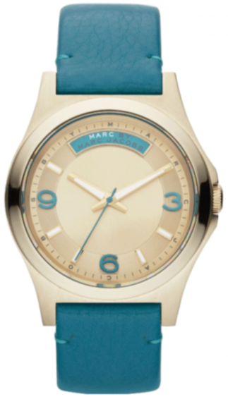 Shop Marc Jacobs Baby Dave Gold Dial Blue Leather Strap Watch for Women - MBM1263 in USA