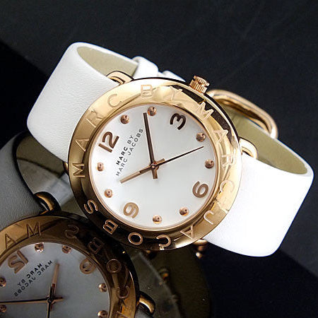 Marc Jacobs Amy White Dial White Leather Strap Watch for Women - MBM1180 Buy Now By Marc Jacobs