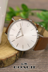 Coach Charles Silver Dial Brown Leather Strap Watch for Men - 14602152 Buy Now By Coach