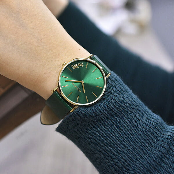 Coach Perry Green Dial Green Leather Strap Watch for Women - 14503383-C Buy Now By Coach