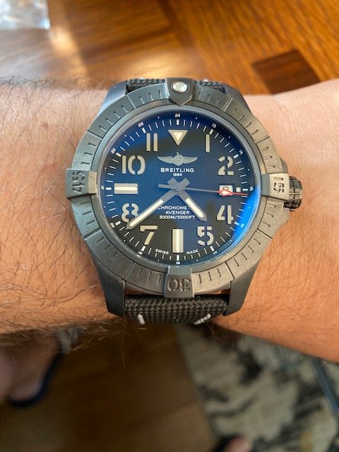 Shop Breitling Avenger Automatic 45 Seawolf Night Mission Black Dial Black Nylon Strap Watch for Men - V17319101B1X1 in USA