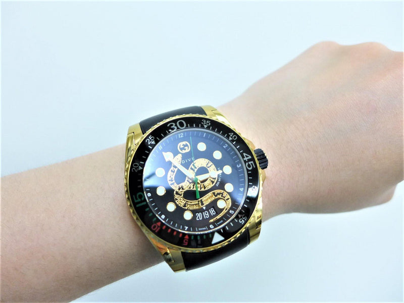 Shop Gucci Dive Quartz Black Dial Black Rubber Strap Watch For Men - YA136219 in USA