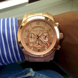 Michael Kors Runway Chronograph Rose Gold Dial Rose Gold Steel Strap Watch for Men - MK8096 Buy Now By Michael Kors