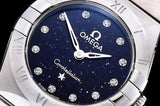 Shop Omega Constellation Manhattan Quartz Diamonds Blue Dial Silver Steel Strap Watch for Women - 131.10.25.60.53.001 in USA