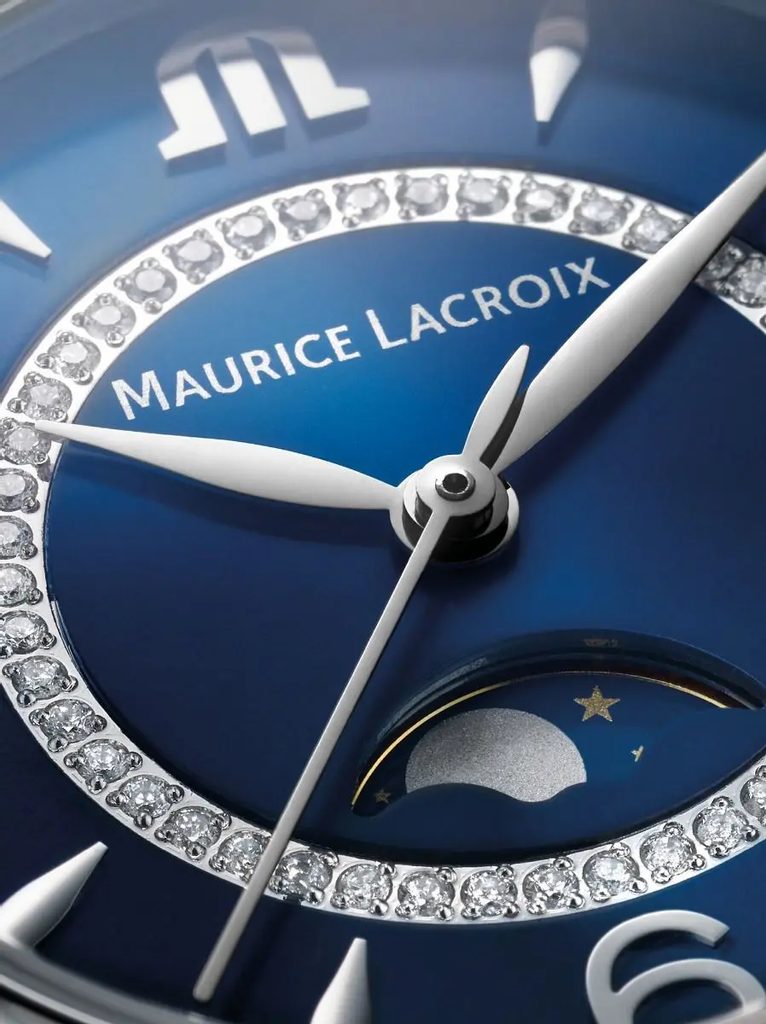 Shop Maurice Lacroix Fiaba Moonphase Blue Dial Silver Steel Strap Watch for Women - FA1084-SS002-420-1 in USA