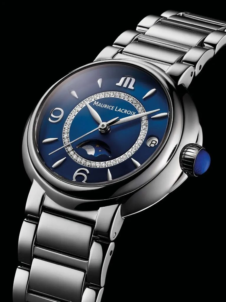 Shop Maurice Lacroix Fiaba Moonphase Blue Dial Silver Steel Strap Watch for Women - FA1084-SS002-420-1 in USA