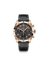 Breitling Super Avi Chronograph 42 P-51 Mustang Black Dial Black Leather Strap Watch for Men - R233801A1B1X1