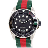 Shop Gucci Dive Black Dial Red & Green Nylon Strap Watch For Men - YA136209 in USA