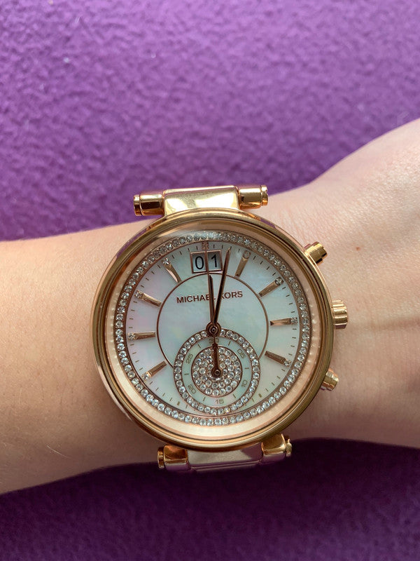 Michael Kors Sawyer Mother of Pearl White Dial Rose Gold Steel Strap Watch for Women - MK6282 Buy Now By Michael Kors