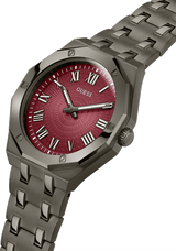 Guess Asset Quartz Red Dial Black Steel Strap Watch For Men - GW0575G5 Buy Now By Guess